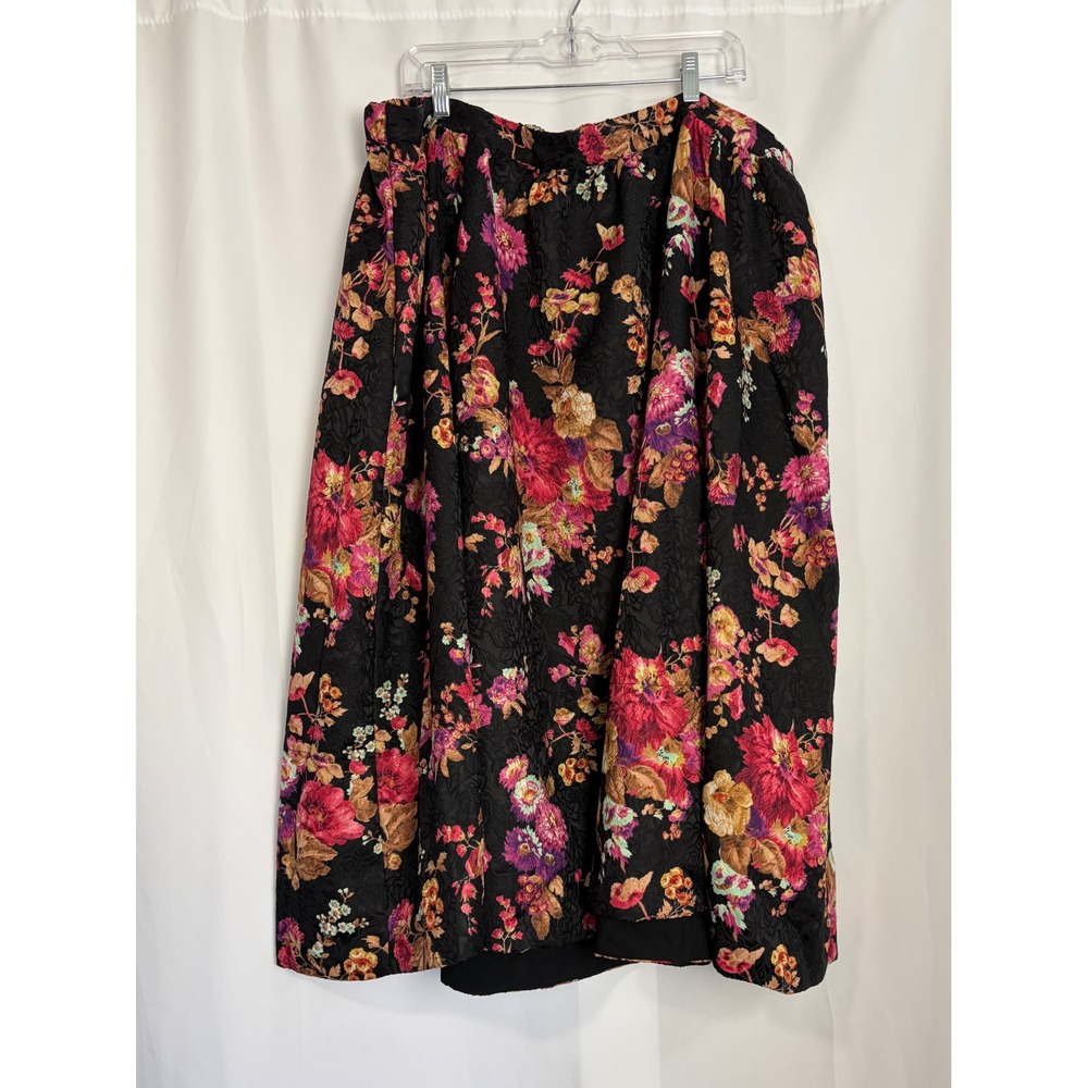 Maeve Anthropologie Floral Jacquard Midi Skirt Black 3X Plus New Dark Romantic